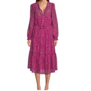 Beachlunchlounge Boho Dress pink purple paisley s
